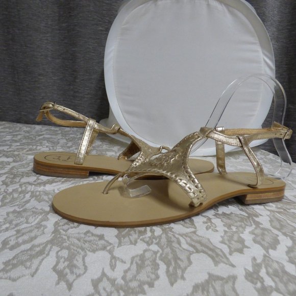 Jack Rogers Metalic Thong Sandals, Gold, Size 9 - Picture 3 of 10
